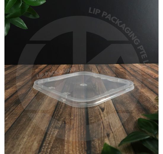 Clear plastic Square Lid C17 (136mm x 136mm x 8mm) compatible with the MS SQ650 microwavable container.