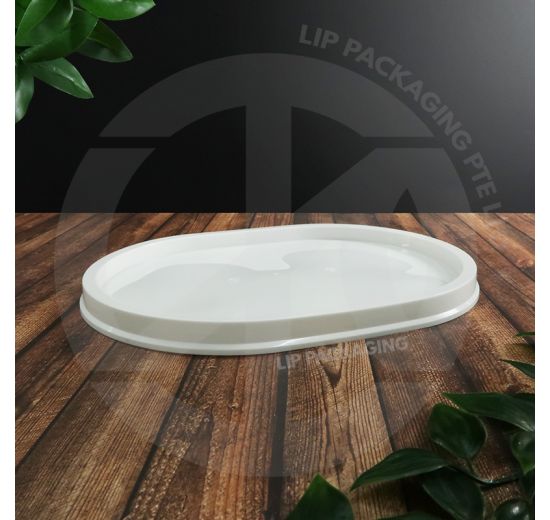 Clear obround plastic Lid C34FPT designed to securely fit the MS D40 microwaveable food container.