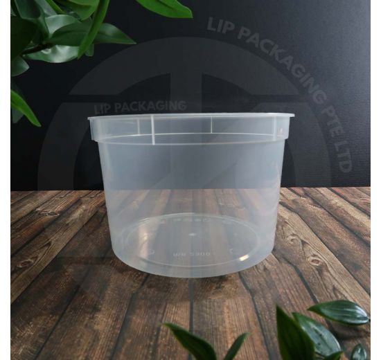 Extra-deep 2075ml transparent round plastic container MS 2300, microwave safe.