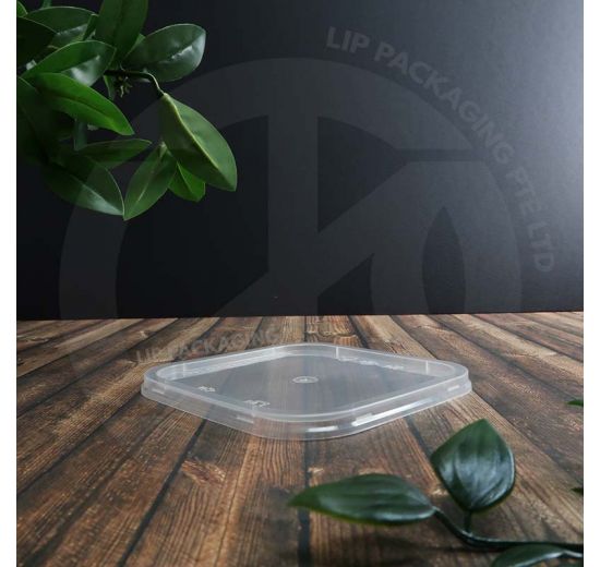 Clear plastic Square Lid C15 (118mm) compatible with MS SQ350, MS SQ450, and MS SQ550 microwavable food containers.