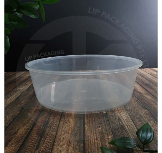 Transparent, wide-diameter (237mm), microwave-safe 2330ml Round Container MS 2500 plastic base.