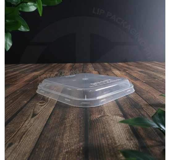 High-top, transparent plastic Square Lid C15HT (118mm) that fits MS SQ350, SQ450, and MS SQ550 microwave containers.