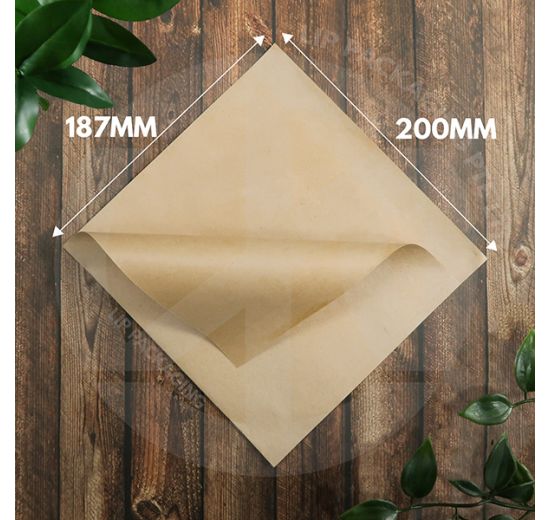 Large Brown Kraft L-shaped paper bag L200 (20cm) suitable for wrapping large sandwiches and burgers for takeaway.