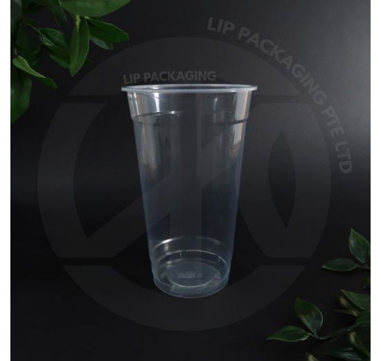 Transparent 22oz TF 22 plastic cup, ideal for cold drinks and takeaway beverage packaging.