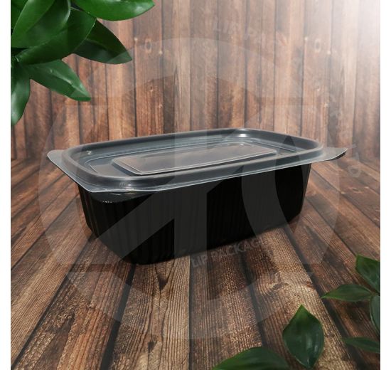 PP Food Box with Lid 750ml (Black)