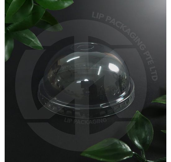 Transparent plastic Dome Lid D98 (98mm) for large PET cold drink cups (14oz, 16oz, 20oz).