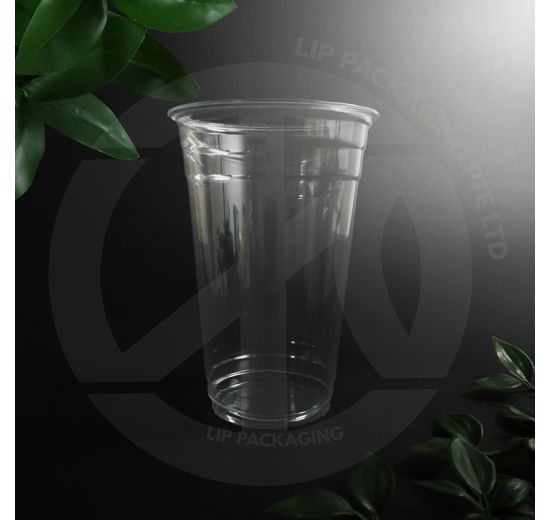 Extra large 20oz PET plastic cup with a glossy, crystal-clear finish, perfect for showcasing beverages.