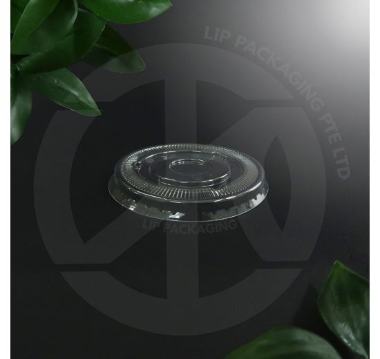 Stack of clear, flat plastic lids (75mm diameter) for 2.5oz and 3oz paper sauce cups.