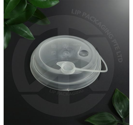 Takeaway beverage lid designed for hot or cold drinks, allowing both direct sipping or straw insertion.