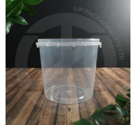 Transparent 850ml Round Container MS SL850FPT with one-time safety lock, suitable for reliable food sealing.