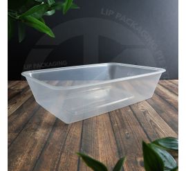 Wide, microwave-safe plastic container base (221x151x55mm) for catering and bulk food packaging in Singapore.