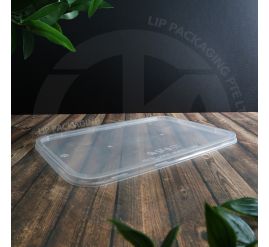 Transparent, rectangular plastic Lid C22 for the MS 1000BS microwavable food container.