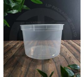 Extra-deep 2075ml transparent round plastic container MS 2300, microwave safe.