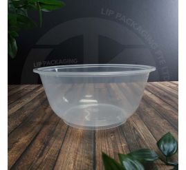 Large 1050ml translucent round plastic container W8, ready for microwaving and bulk food packaging.