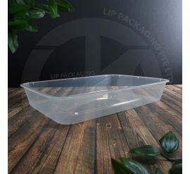 Extra-large, transparent Rectangular Container MS 1800A base with 1800ml capacity for catering and buffet food packaging.