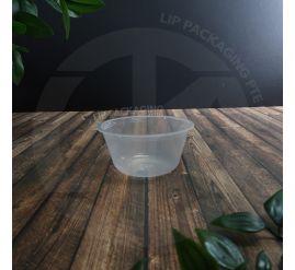 Transparent, microwave-safe 150ml round plastic container base (MS W1).