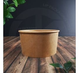 Stack of 1015ml Kraft Brown paper bowls, extra-large capacity for food delivery.