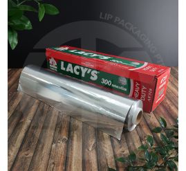 Wide 45 cm by 300 m heavy-duty aluminium foil roll in commercial dispensing box