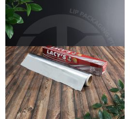 Box of 30.4 cm x 7.62 m aluminium foil roll for household kitchen use