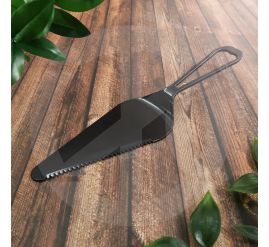 Bulk 210mm black disposable plastic cake knife, individually wrapped for hygienic serving in Singapore.