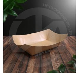 Extra large 23oz brown Kraft paper tray BT23, boat container for serving full main courses and catering orders.
