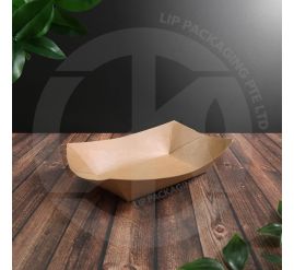 Kraft Paper Tray BT13 (#4), Kraft Paper Boat Tray, Paper Food Tray, Disposable Snacks Tray, Eco-friendly, Finger Food, Greaseproof