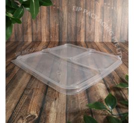 CPP3C lid (220x220mm) compatible with the PP3C 3-Compartment Bento Box for F&B takeaway in Singapore.