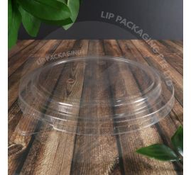 Transparent, raised plastic lid (Lid 1300, 190mm) for 1300ml paper food bowl.