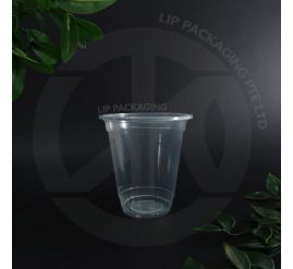 Stack of clear, disposable Y-shape plastic cups with a 95mm top diameter for cold drinks.