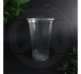 Transparent 700ml AO 700 plastic cup with visible measurement lines for precise portion control.