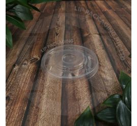 Stack of white plastic Flat Lids (Lid 080, 84mm diameter) compatible with 8-ounce Styrofoam foam cups for hot or cold beverages.