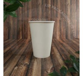 Single white 16oz cold use paper cup suitable for large iced beverages and smoothies.