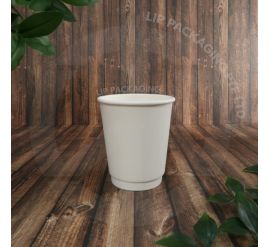 White 8oz Double Wall (2-Ply) paper hot cup ready for takeaway service.