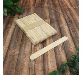 Stack of extra-long 150mm wooden paddle sticks for large frozen desserts and industrial use
