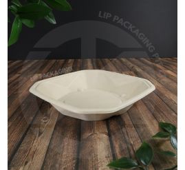 Microwave-safe bagasse food box SOT 500 compatible with transparent lid CSOT-28TR.