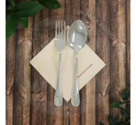 A pile of folded brown Kraft paper cocktail napkins (12cm folded) for beverage service at a Singapore bar.