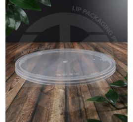 Clear, 237mm round plastic Lid C07, available with a steam vent, for sealing large MS 2500 and MS 3000 microwave-safe containers.